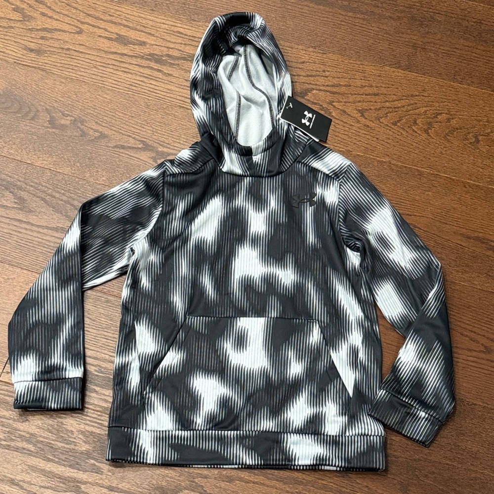 NWT Under Armour Boys Monochrome Patterned Hoodie Size Medium
